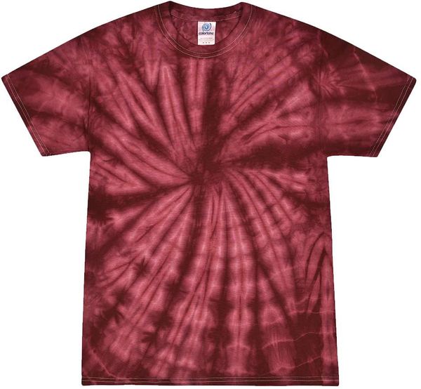 An image of a Custom Tie Dye Adult Cotton T Shirt in Spider Burgundy!