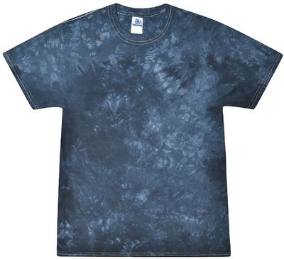 Am image of a Custom Tie Dye Crystal Wash TShirt in Crystal Navy!