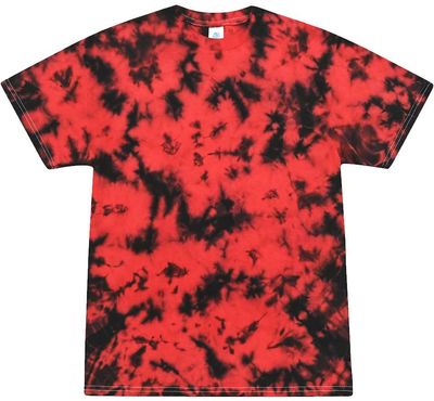 Am image of a Custom Tie Dye Crystal Wash TShirt in Crystal Red/ Black!