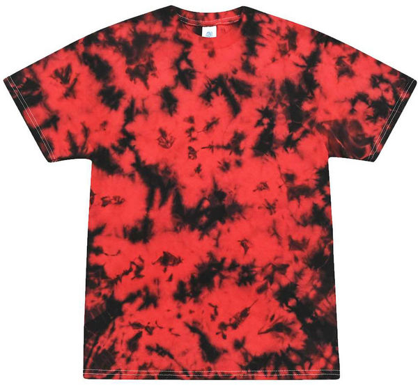 An image of a Custom Tie Dye Crystal Wash TShirt in Crystal Red/ Black!