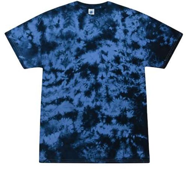 Am image of a Custom Tie Dye Crystal Wash TShirt in Cryst Columbia Navy!