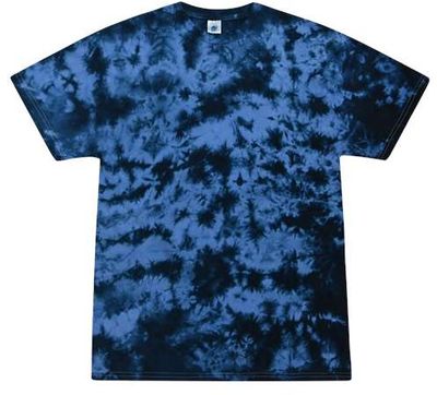 Am image of a Custom Tie Dye Crystal Wash TShirt in Cryst Columbia Navy!