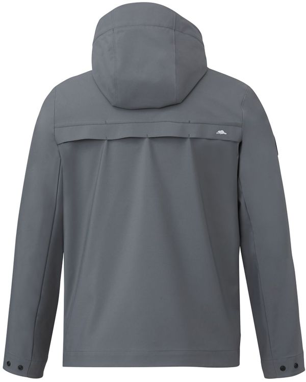 Am image of a Custom Roots73 Mens Napanee Eco Softshell Jacket in Charcoal!