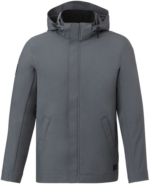Am image of a Custom Roots73 Mens Napanee Eco Softshell Jacket in Charcoal!