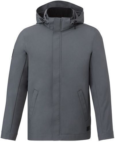 Am image of a Custom Roots73 Mens Napanee Eco Softshell Jacket in Charcoal!