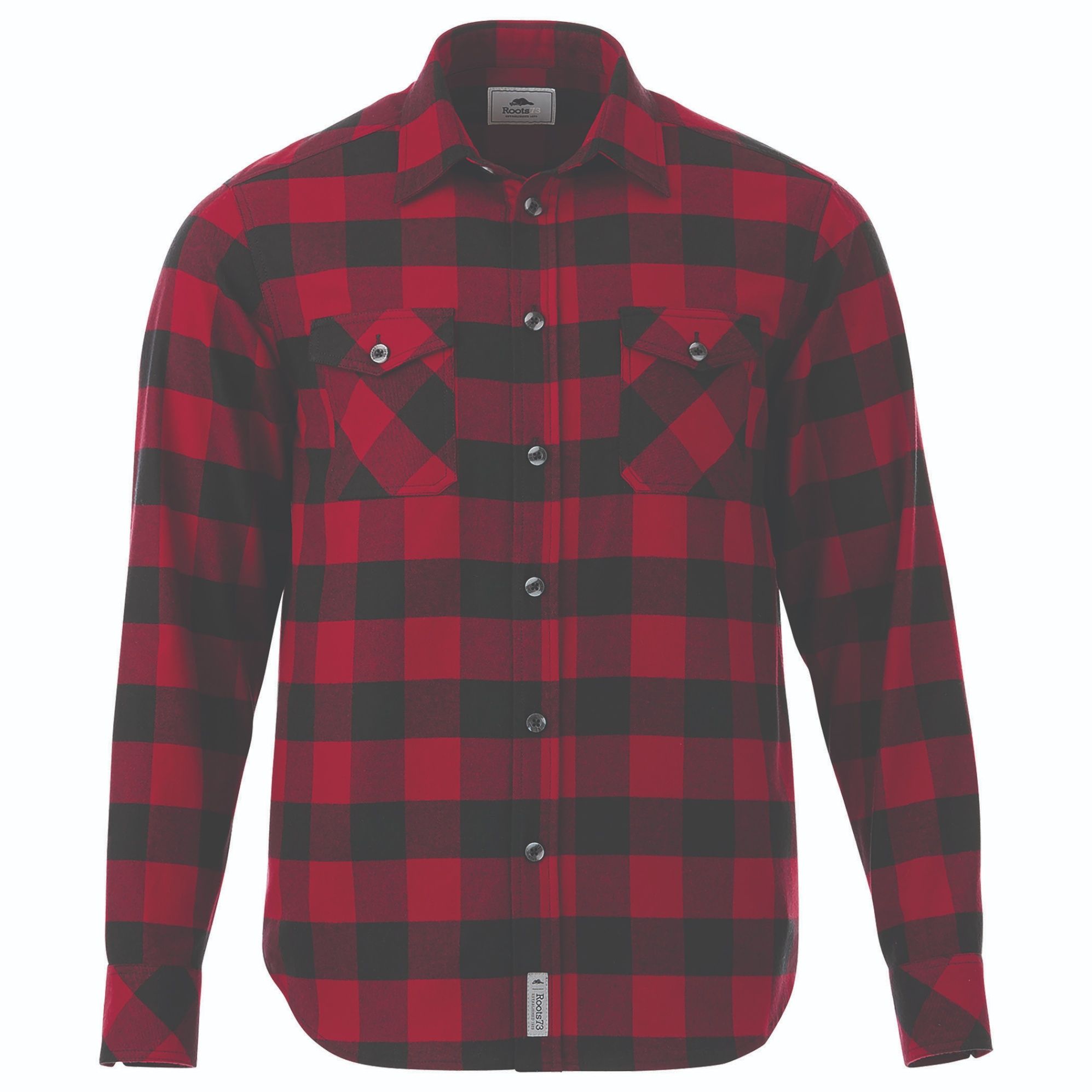 Roots73 Mens Spruce Lake Long Sleeve Shirt in Dark Red/Black