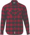 Am image of a Custom Roots73 Mens Spruce Lake Long Sleeve Shirt in Dark Red/Black!