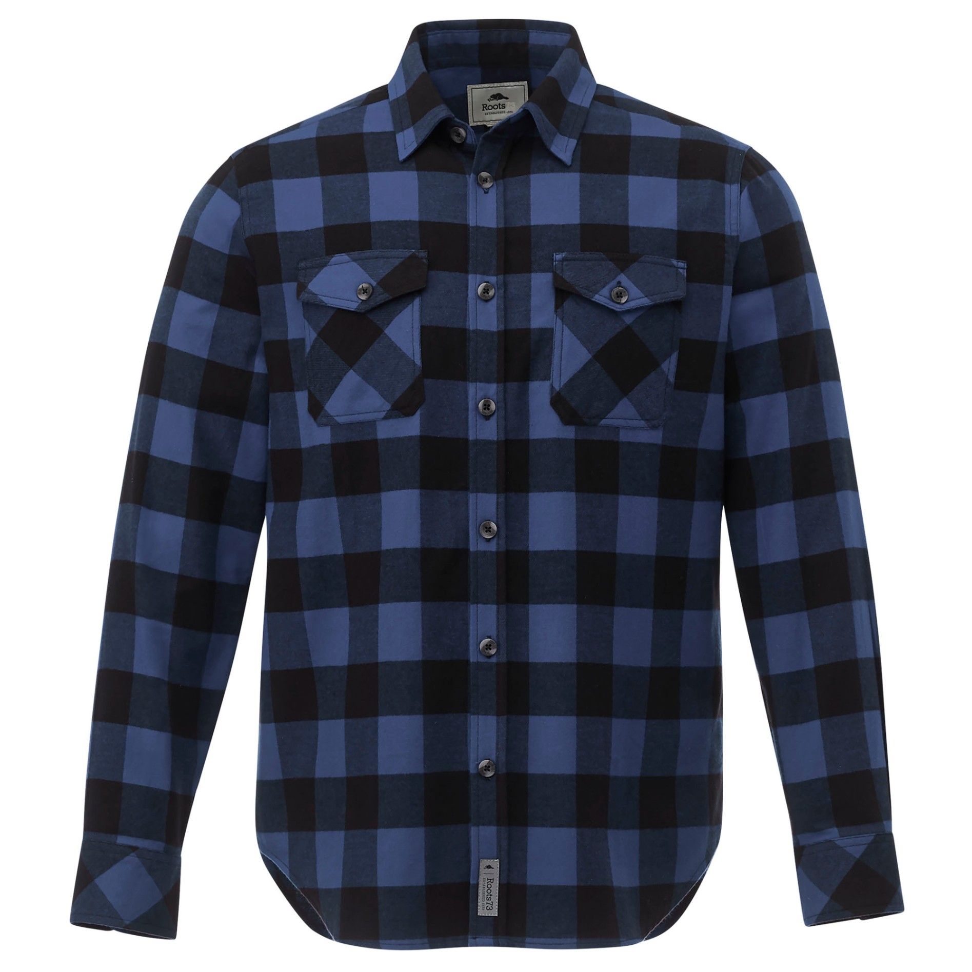 Roots73 Mens Spruce Lake Long Sleeve Shirt in Indigo Blue/Black