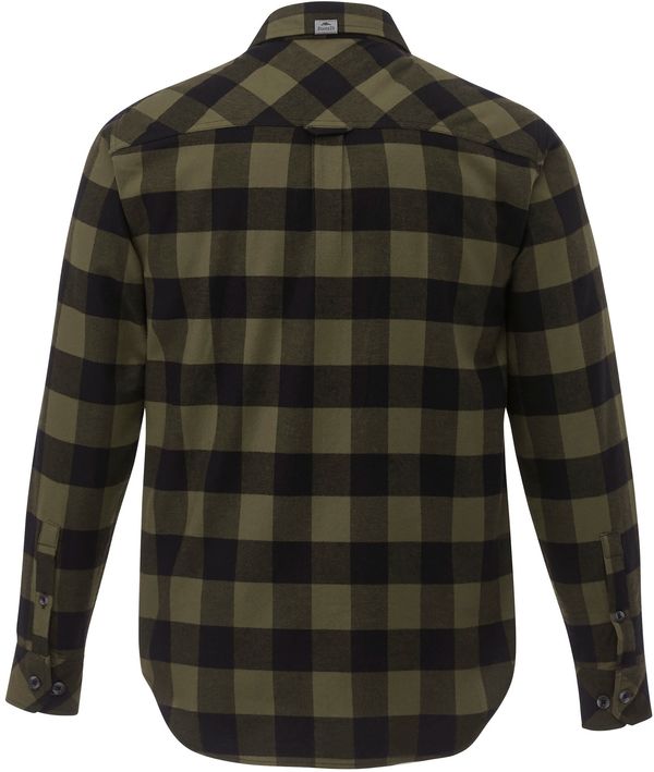 Am image of a Custom Roots73 Mens Spruce Lake Long Sleeve Shirt in Loden/Black!