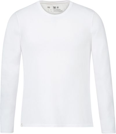 Am image of a Custom Tentree Mens Organic Cotton Long Sleeve Tee in White!