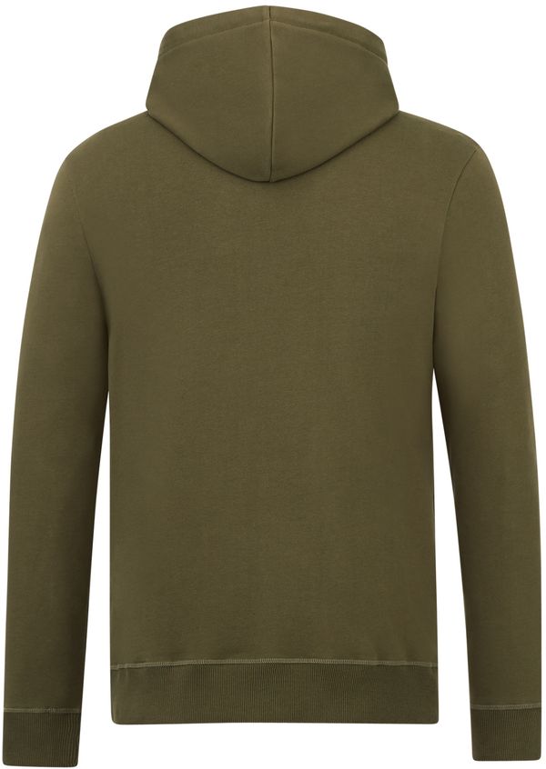 Am image of a Custom Tentree Mens Organic Cotton Zip Hoodie in Olive Night Green!