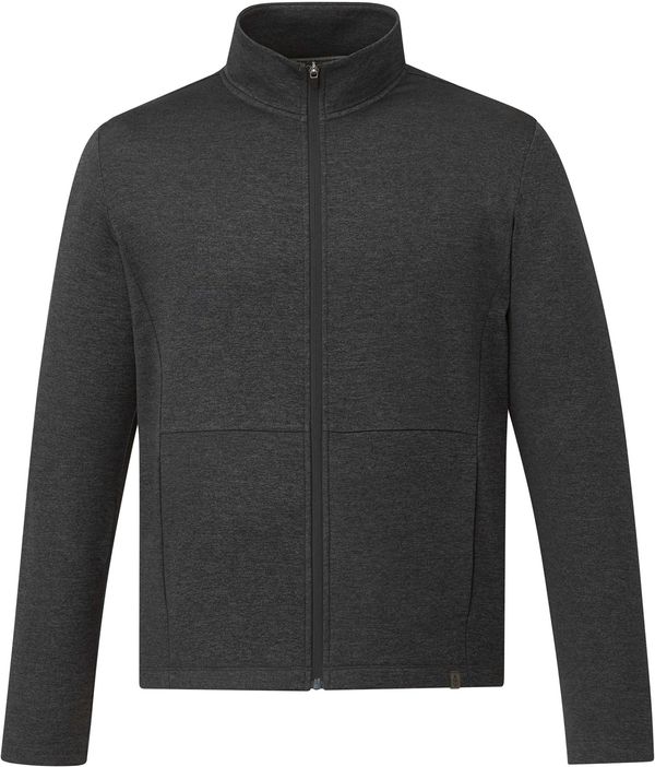Am image of a Custom Trimark Mens Merritt Eco Knit Full Zip in Heather Dark Charcoal!