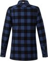 Am image of a Custom Roots73 Womens Spruce Lake Long Sleeve Shirt in Indigo Blue!