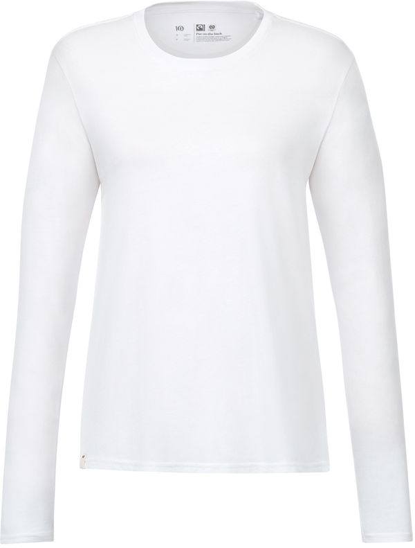 Am image of a Custom Tentree Womens Organic Cotton Long Sleeve Tee in White!
