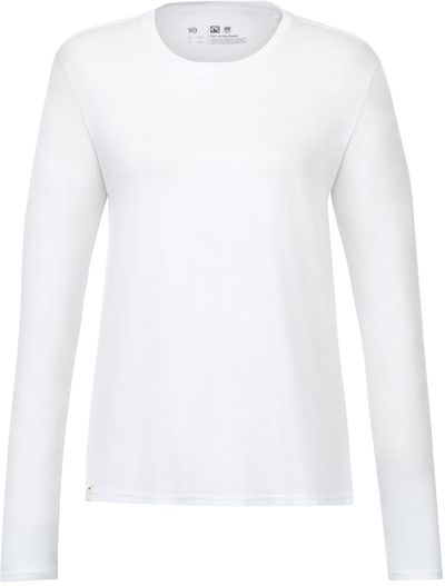Am image of a Custom Tentree Womens Organic Cotton Long Sleeve Tee in White!