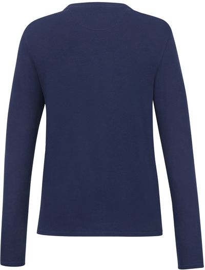 Am image of a Custom Tentree Womens Organic Cotton Long Sleeve Tee in Dress Blue!