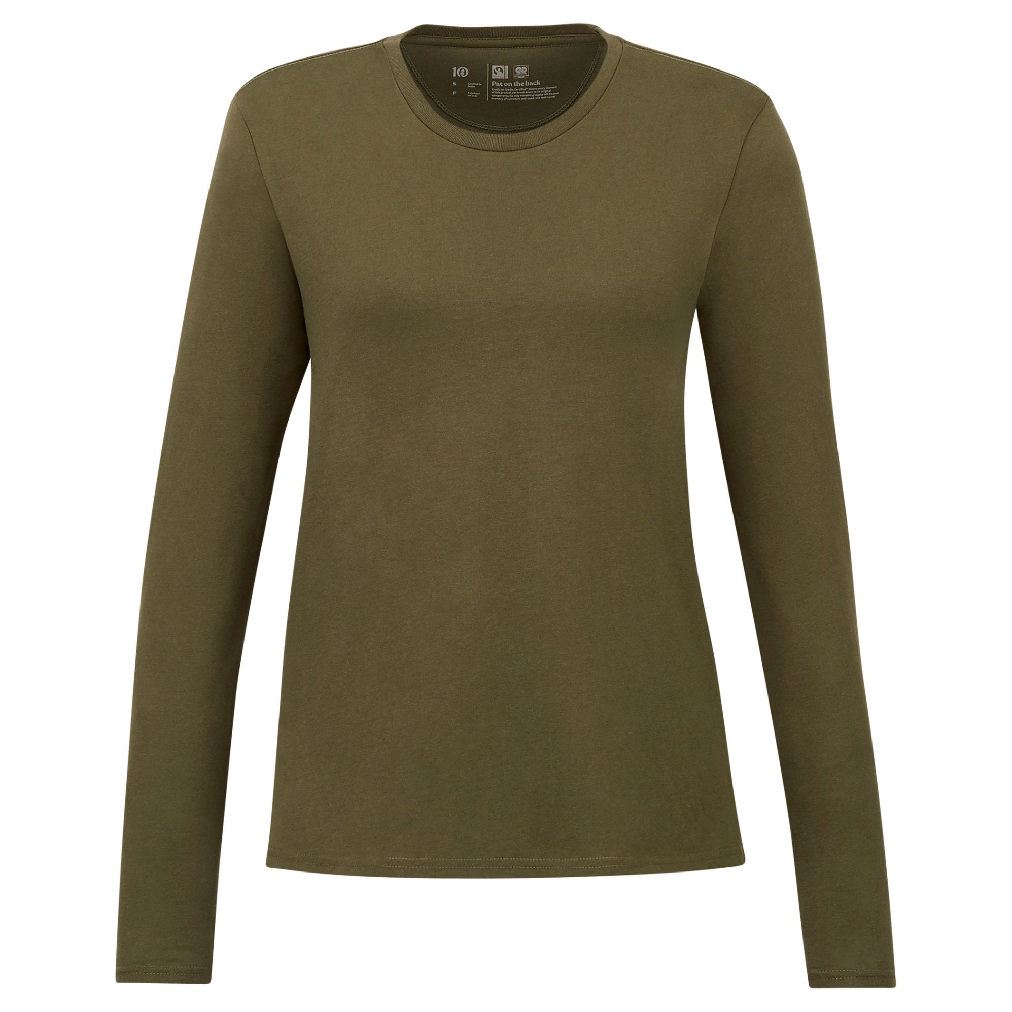 Tentree Womens Organic Cotton Long Sleeve Tee in Olive Night Green