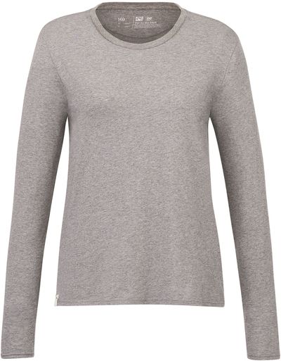 Am image of a Custom Tentree Womens Organic Cotton Long Sleeve Tee in Heather Grey!