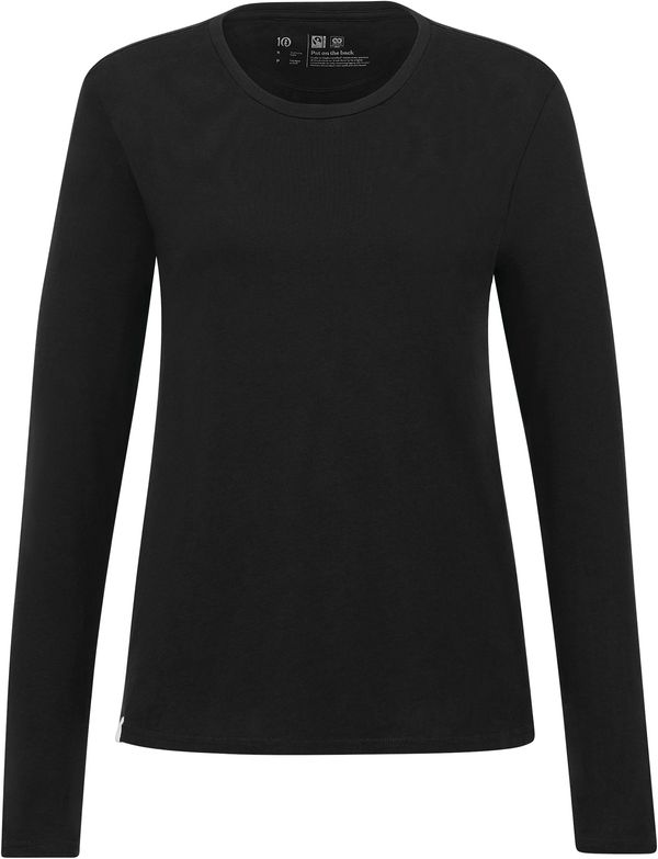 Am image of a Custom Tentree Womens Organic Cotton Long Sleeve Tee in Meteorite Black!