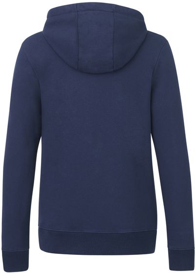 Am image of a Custom Tentree Womens Organic Cotton Zip Hoodie in Dress Blue!