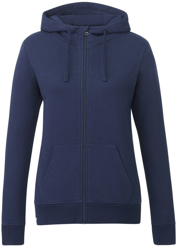Am image of a Custom Tentree Womens Organic Cotton Zip Hoodie in Dress Blue!