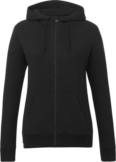 Am image of a Custom Tentree Womens Organic Cotton Zip Hoodie in Meteorite Black!