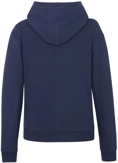 Am image of a Custom Tentree Womens Organic Cotton Classic Hoodie in Dress Blue!