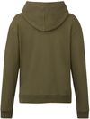 Am image of a Custom Tentree Womens Organic Cotton Classic Hoodie in Olive Night Green!