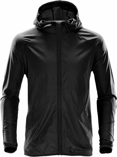 Am image of a Custom Stormtech Men's Ozone Hooded Shell in Black!