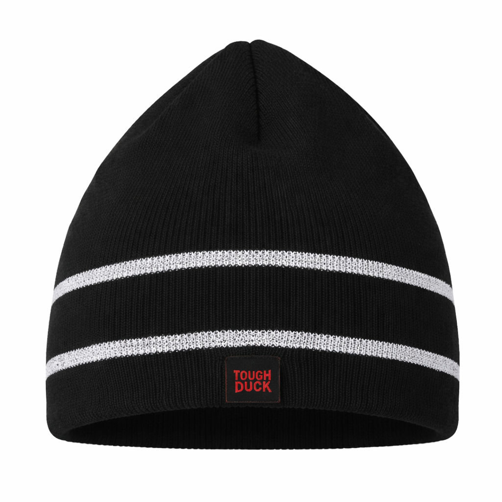Tough Duck Acrylic Knit Toque with Reflective Striping in Black