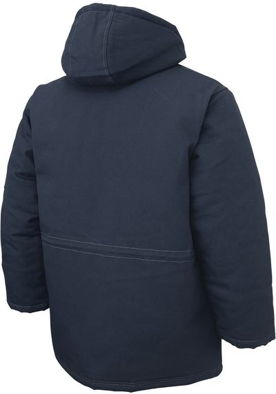 Am image of a Custom Tough Duck Cotton Duck Abraham Hydro Parka in Navy!