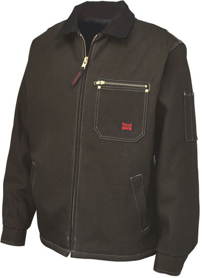 Am image of a Custom Tough Duck Cotton Duck Chore Jacket in Dark Brown!
