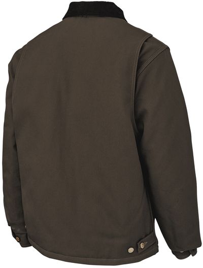 Am image of a Custom Tough Duck Cotton Duck Chore Jacket in Dark Brown!