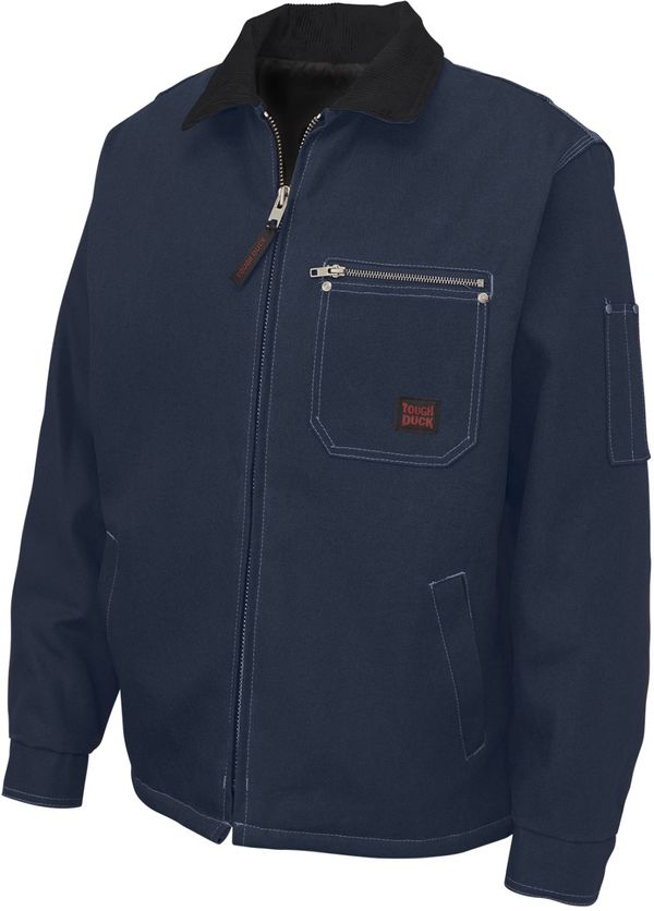 Am image of a Custom Tough Duck Cotton Duck Chore Jacket in Navy!