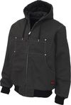 Am image of a Custom Tough Duck Cotton Duck Hooded Bomber in Black!