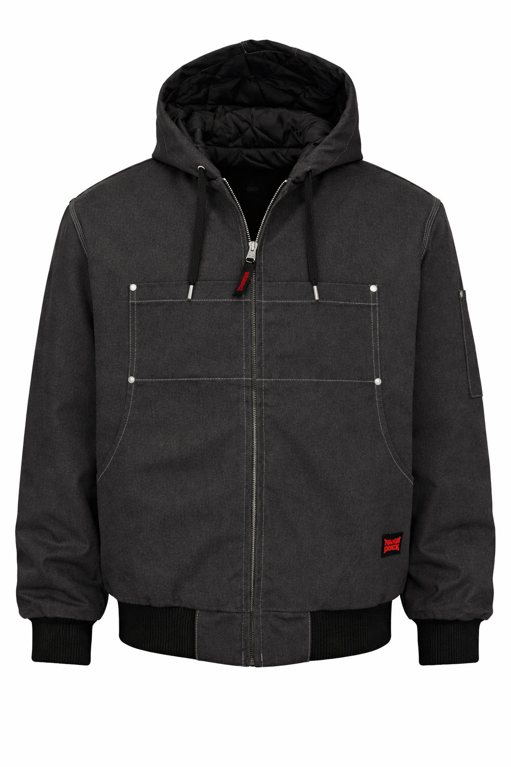 Tough Duck Cotton Duck Hooded Bomber in Black