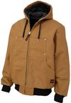 Am image of a Custom Tough Duck Cotton Duck Hooded Bomber in Brown!