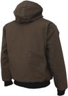 Am image of a Custom Tough Duck Cotton Duck Hooded Bomber in Dark Brown!