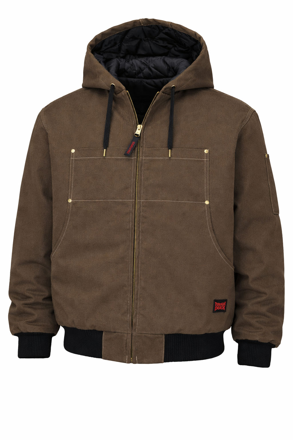 Tough Duck Cotton Duck Hooded Bomber in Dark Brown