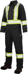 Am image of a Custom Tough Duck Cotton Duck Insulated Safety Coverall in Black!