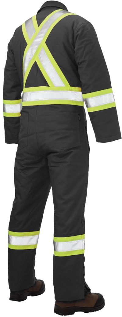 Am image of a Custom Tough Duck Cotton Duck Insulated Safety Coverall in Black!
