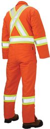 Am image of a Custom Tough Duck Cotton Duck Insulated Safety Coverall in Bright Orange!