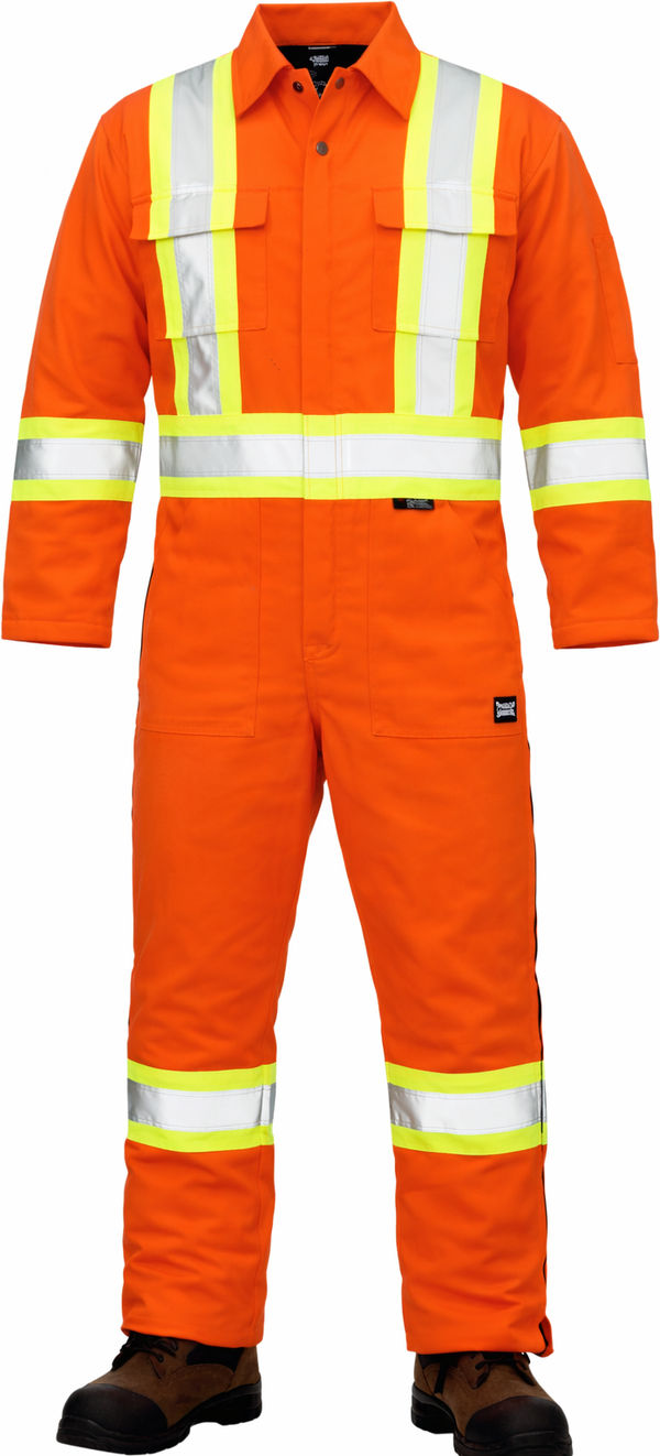 An image of a Custom Tough Duck Cotton Duck Insulated Safety Coverall in Bright Orange!