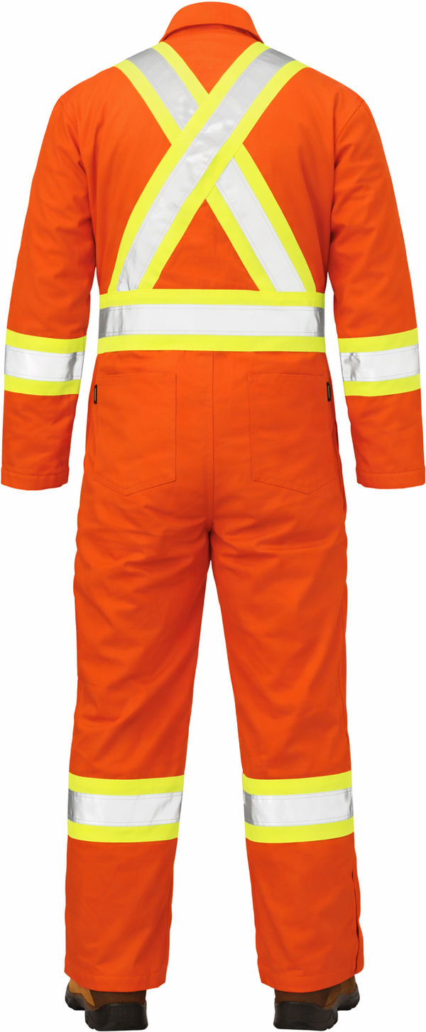 An image of a Custom Tough Duck Cotton Duck Insulated Safety Coverall in Bright Orange!