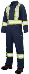 Am image of a Custom Tough Duck Cotton Duck Insulated Safety Coverall in Navy!