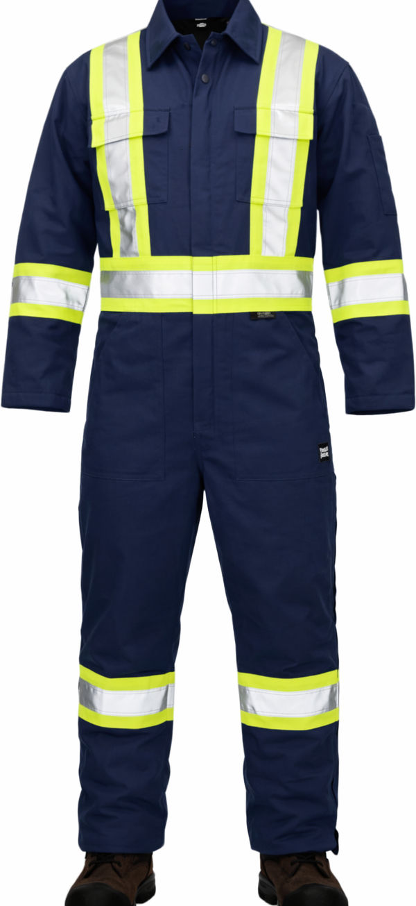 An image of a Custom Tough Duck Cotton Duck Insulated Safety Coverall in Navy!