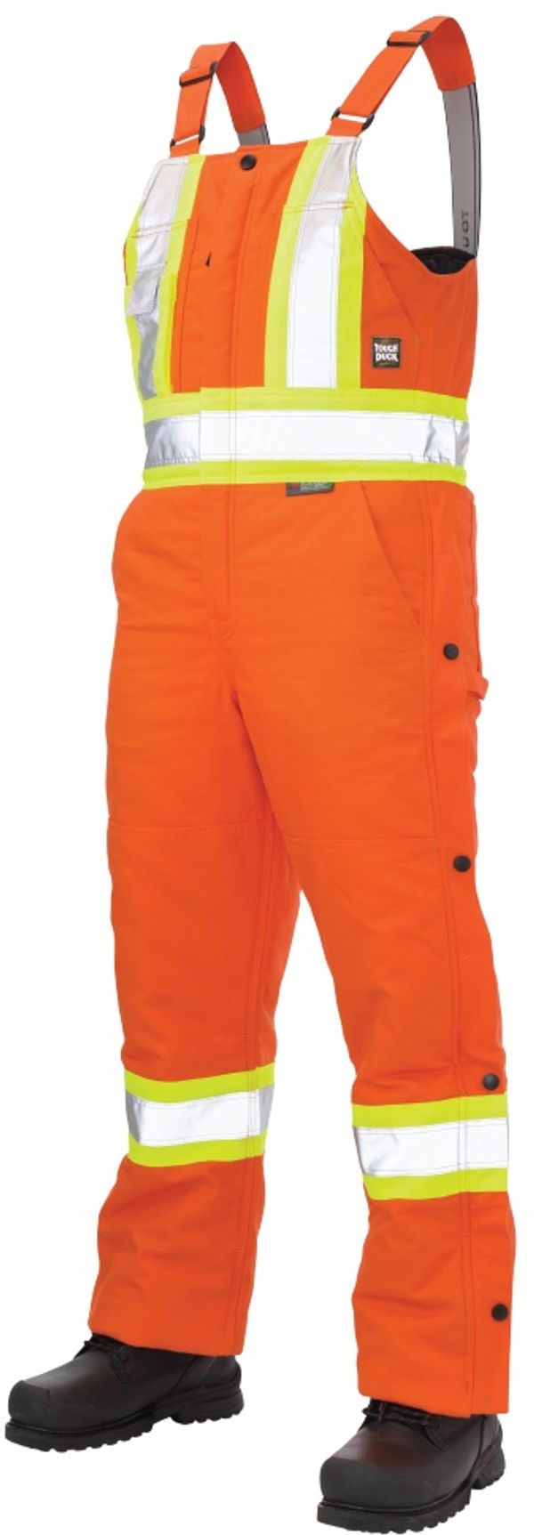 Am image of a Custom Tough Duck Cotton Duck Insulated Safety Overall in Bright Orange!