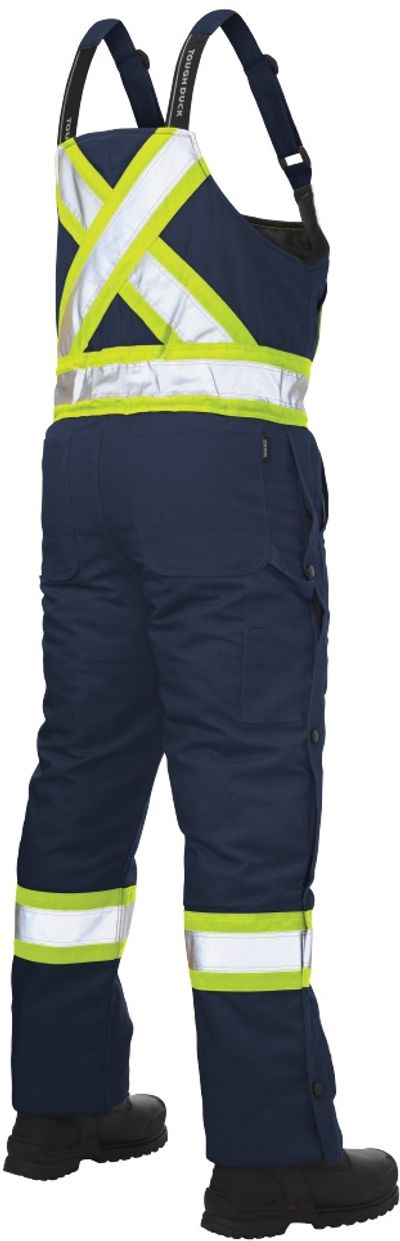Am image of a Custom Tough Duck Cotton Duck Insulated Safety Overall in Navy!