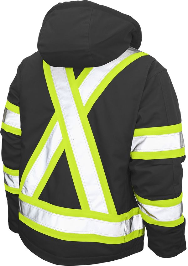 Am image of a Custom Tough Duck Cotton Duck Safety Jacket in Black!