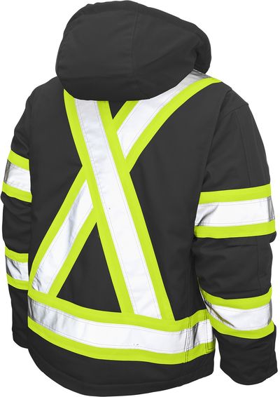 Am image of a Custom Tough Duck Cotton Duck Safety Jacket in Black!